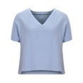 thumbnail image 4 of Njoeus Going Out Tops For Women Womens Tops Dressy Casual Short Sleeve Womens Casual Solid Color Round Neck Loose Tops Blouses V Neck Summer Clothes For Women On Clearance, 4 of 8