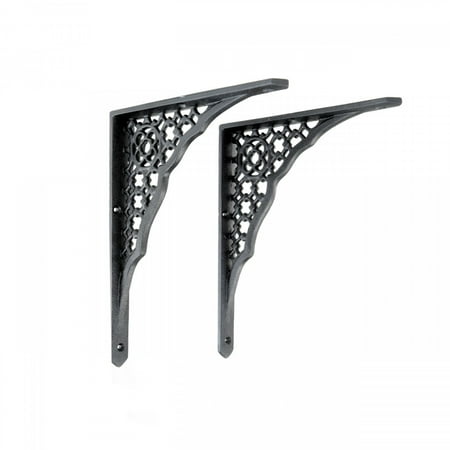 

Renovators Supply Floating Shelf Brackets Pair 7 x 8-3/4 Black Aluminum Victorian Brackets for Shelves w/Screws