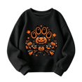 thumbnail image 2 of FASHOFT Girls Halloween Sweatshirt Ghost Graphic Pullover Tops Halloween Outfit Kids Long Sleeve Shirt Fall Tops Spooky Season Sweater Black 5-6 Years, 2 of 3