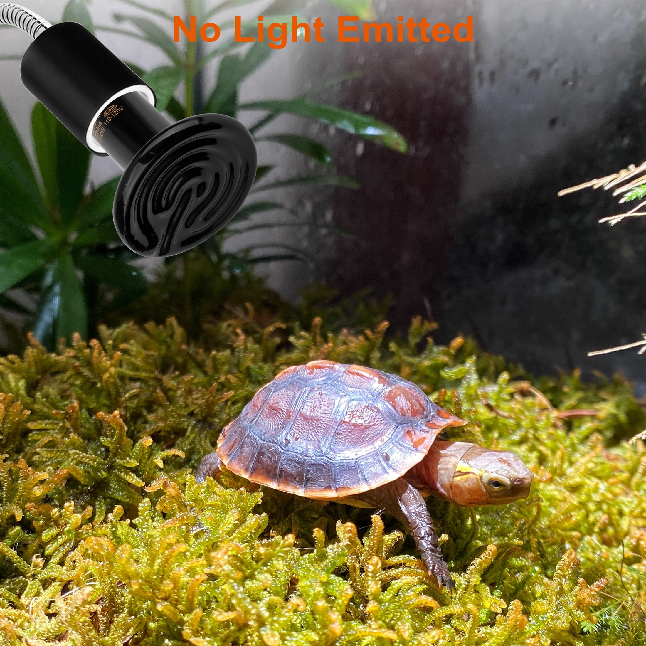 2 Pack 100W Dark Heat Emitter Bulb - Infrared Ceramic Reptile Heater for Terrariums, 24/7 Safe Night Heating for Bearded Dragons, Snakes, Chickens (E26 Socket)