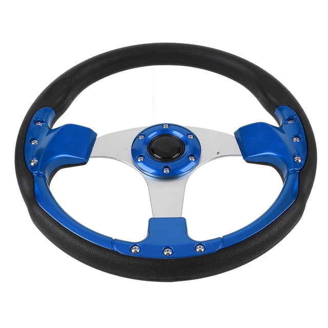 14in Racing Steering Wheel, Car Steering Wheel for 6 Hole Hub Adapter, PU & Aluminum, Universal Driving Wheel with Horn Button for Vehicle