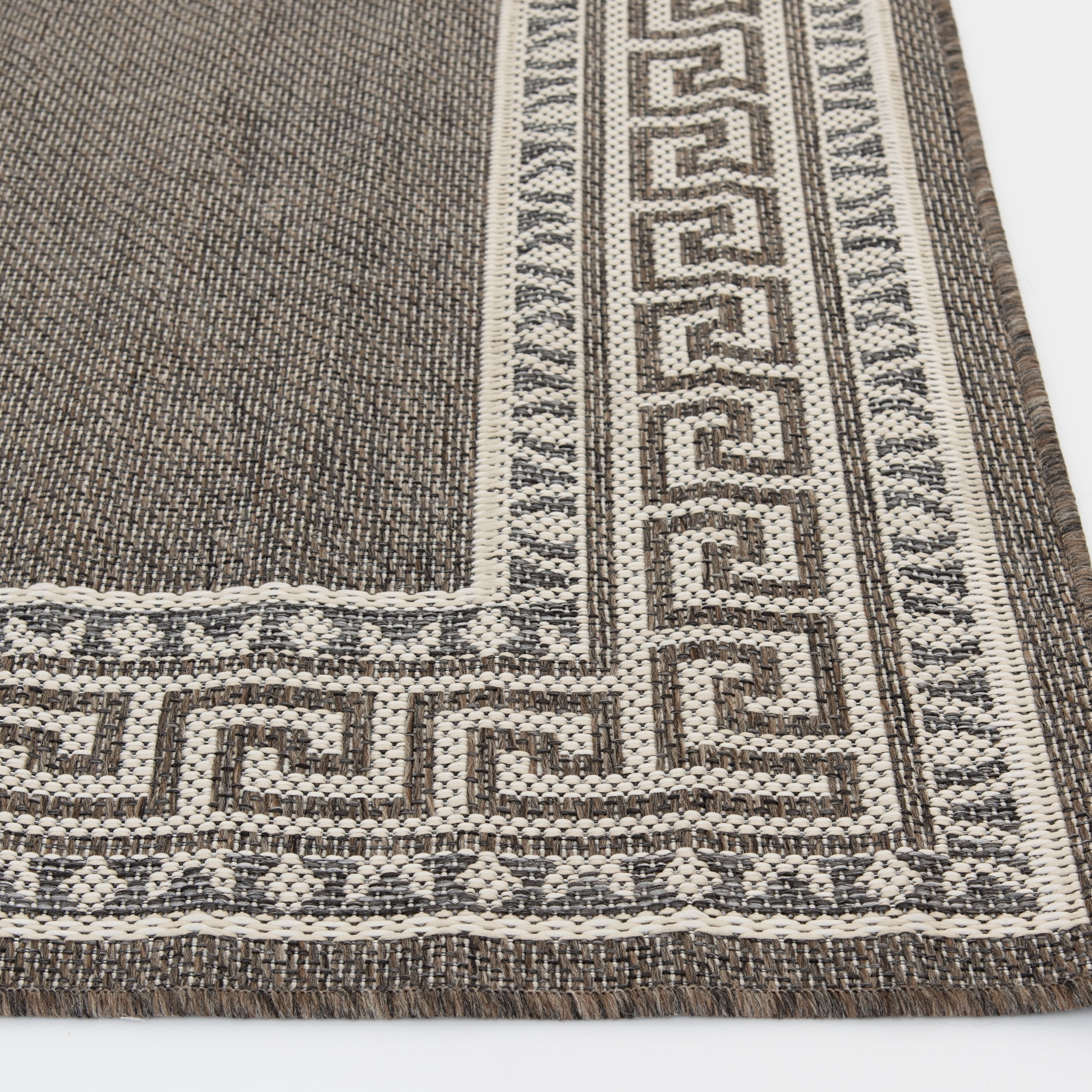 Mainstays Neutral Border Indoor Outdoor Polypropylene Area Rug, 7'x10'