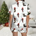 thumbnail image 5 of felwors Women Christmas Pajamas Set Silk Satin Short Sleeve Button Down Top and Shorts Plus Size Soft Sleepwear Lounge Xmas Pjs Light Gray, XXL, 5 of 6