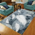 thumbnail image 3 of Blue White Feather Area Rugs, Retro Light Luxury Feather Decoration Carpet, Soft Non-Skid Carpet Throw Rug For Kids Teen Girls Boys Bedroom Living Room Bathroom Classroom, 3 of 7