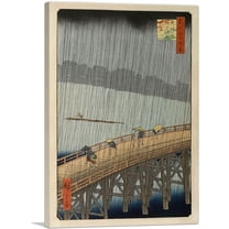 ARTCANVAS Sudden Shower at Ohashi Bridge 1857 Canvas Art Print by Utagawa Hiroshige - Size: 18" x 12" (1.50" Deep)