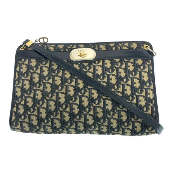 Pre-Owned Christian Dior Dior Vintage Trotter Navy Gold Hardware Canvas and Leather... (Good)