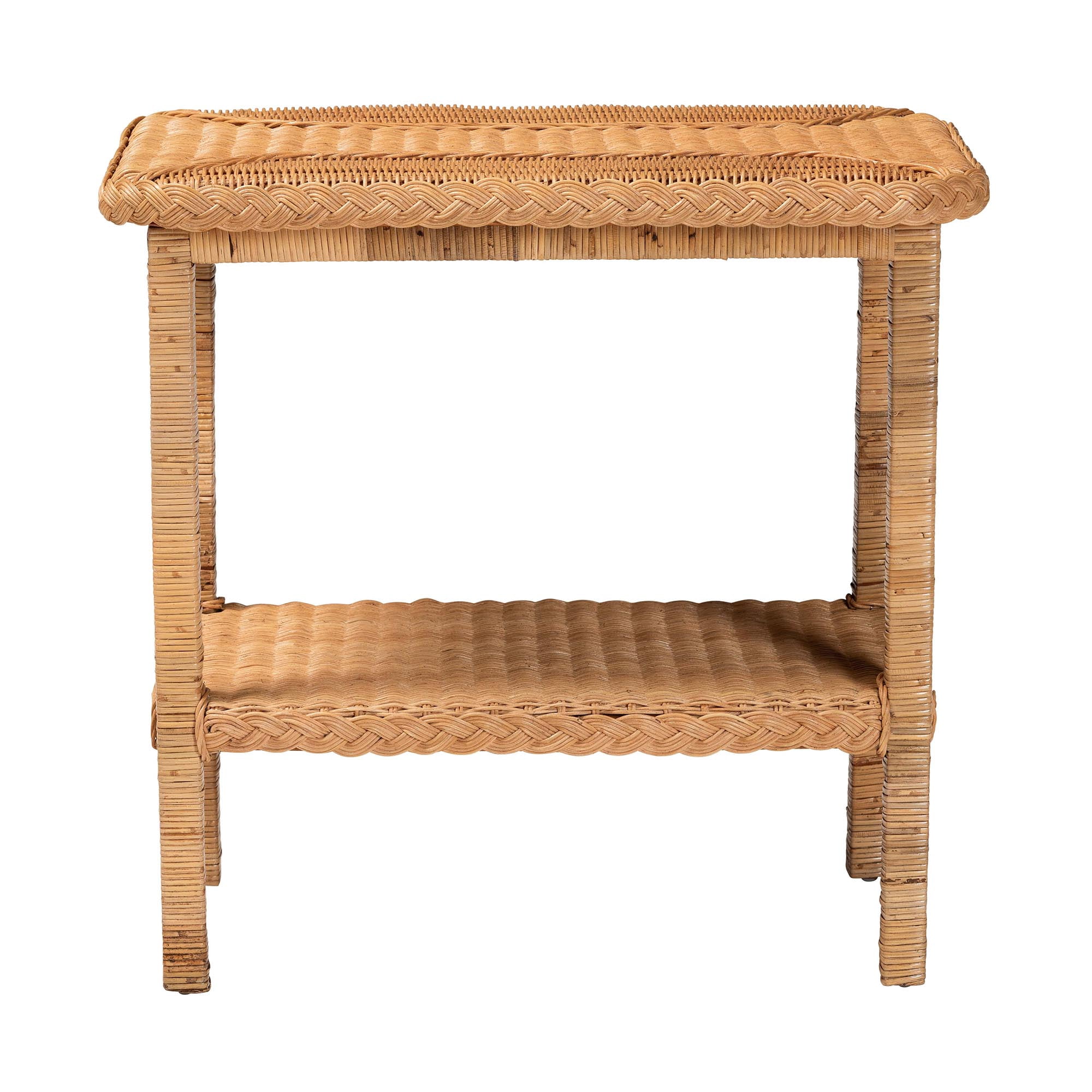 bali & pari Indoor Minahasa 2-Tier Solid Wood End Table, Light Honey