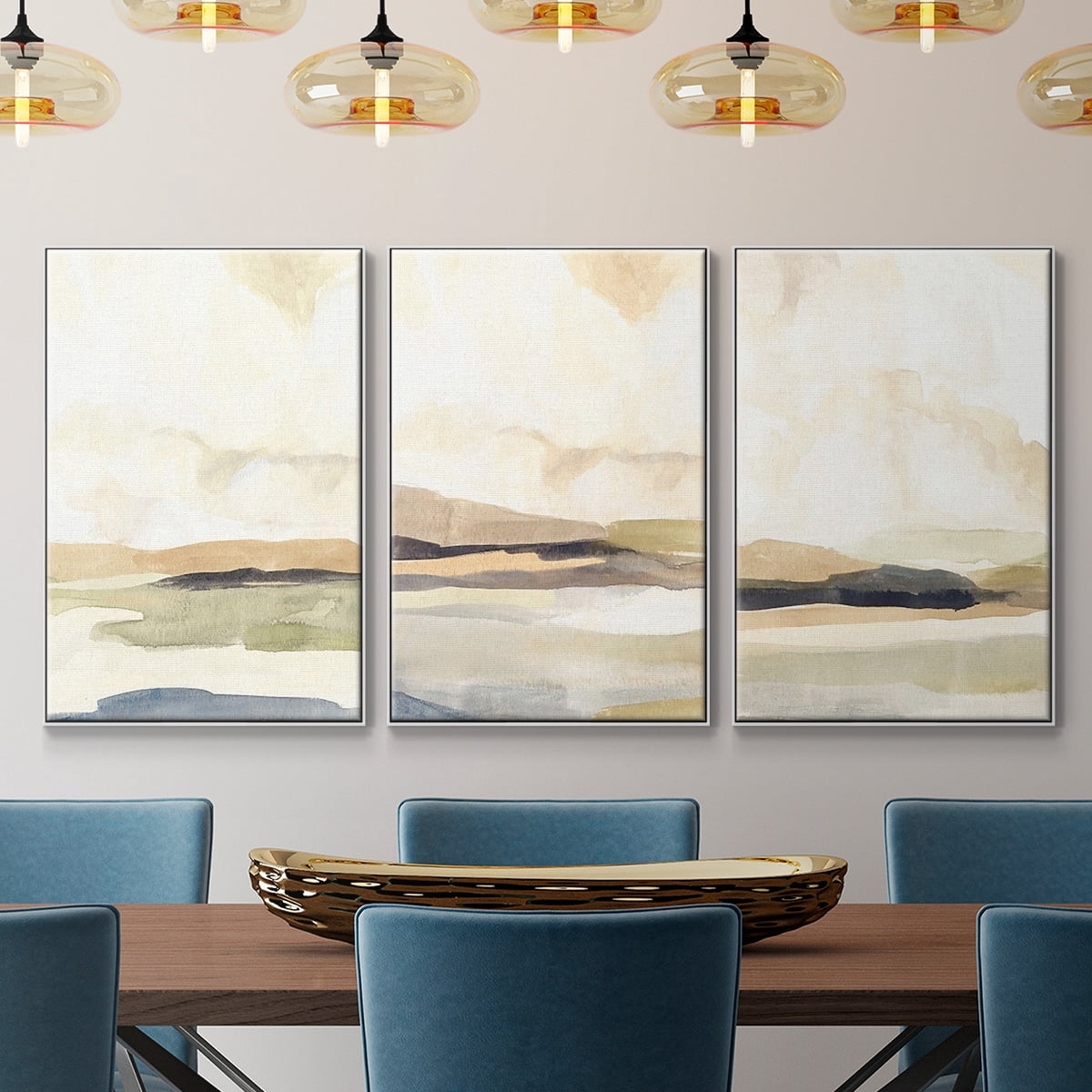 Abstract Neutral Tone Framed Wall Art – Slate Movement I – Premium Gallery Wrapped Canvas, L Floating Frame, 3 Piece Set, Ready to Hang