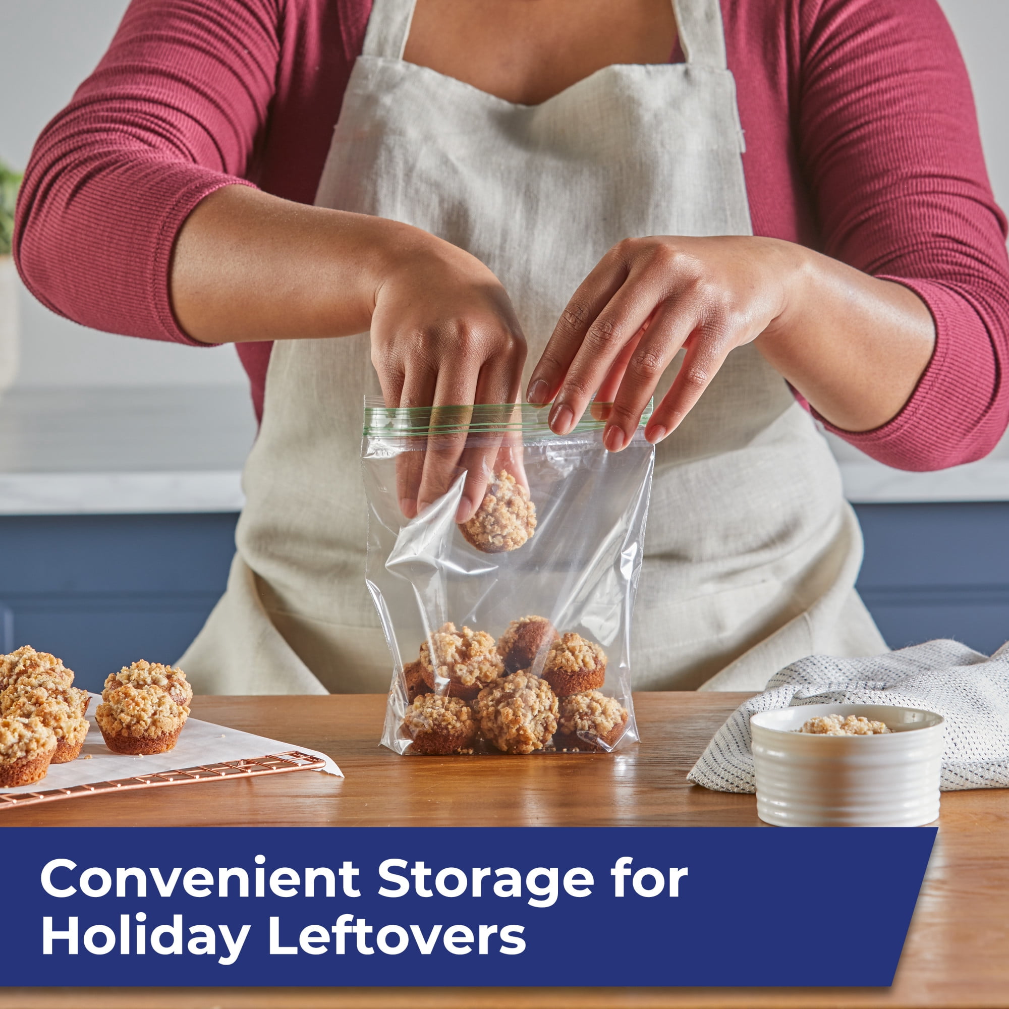 Hefty Press to Close Extra Large Sandwich Food Storage Bags, 50 Count