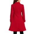 thumbnail image 3 of INSPIRE CHIC Women's Vintage Solid A Line Double Breasted Collared Winter Overcoat XS Red, 3 of 6