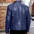 thumbnail image 5 of PBFRDSJ Men's Stand Collar Faux Leather Jacket Classic Biker Style Motorcycle Coat Casual Lightweight Zip Up Slim Punk Biker Outwear, 5 of 9