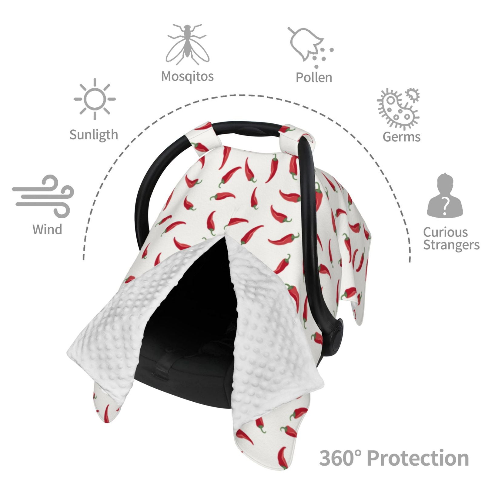 Car Seat Cover Baby - red Chili Pepper Breathable Infant Car Seat Cover for Baby Carseat, Lightweight Comfort Baby Essentials Must Haves Newborn Stuff for Girl Boy