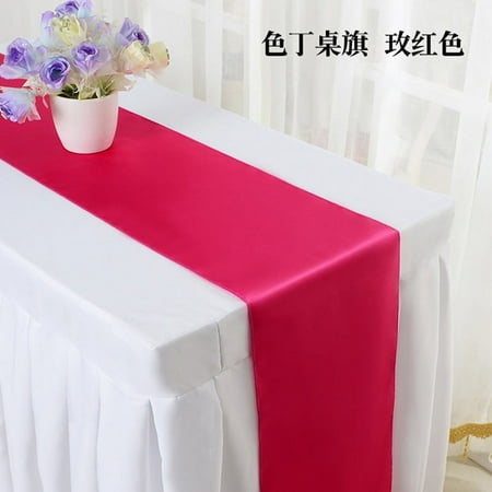 

XmhyTop Solid Color Silk Satin Ding Table Flag High Density Lock Edge Wedding Tablecloth Decoration Simple Table Flag (Deep Pink)
