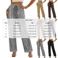 thumbnail image 3 of ClodeEU Women's Drawstring High Waist Glitter Sequin Wide Leg Pants,Casual Loose Trousers ,Women's Plus S, 3 of 6