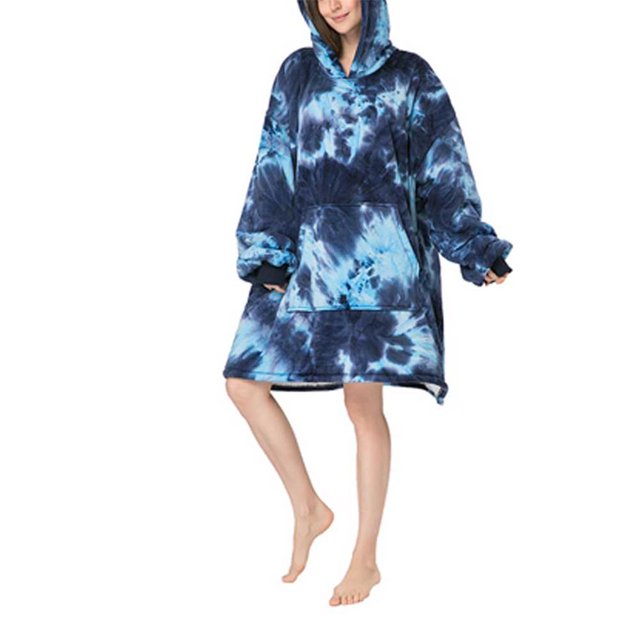 Sonducket Sudadera con capucha para mujer, cómoda, cálida, para clima frío, ropa suelta de manga larga, vestido para el hogar, pijama de ocio Prendas para la parte del cuerpo Azul oscuro