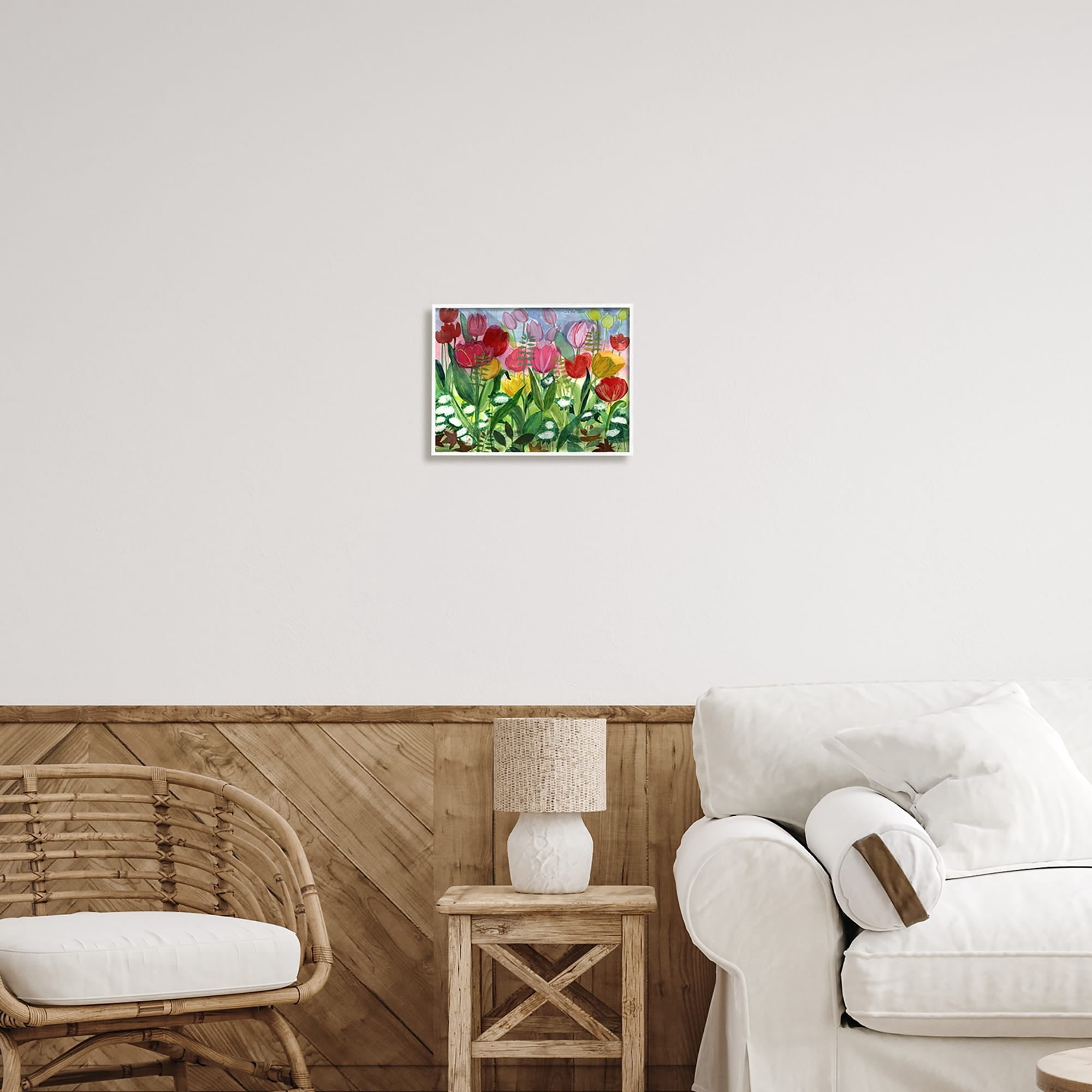 Stupell Industries Lush Varied Spring Tulips Blooming Flower Meadow Painting White Framed Art Print Wall Art, Design by unknown