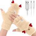 thumbnail image 1 of Invierno Con Calefacción Usb, Guantes Sin Dedos, Astas Peludas, Guantes De Piel Sintética, Cálidos, Suaves, Para Mujeres Y Hombres sonducket HA046363-01, 1 of 6