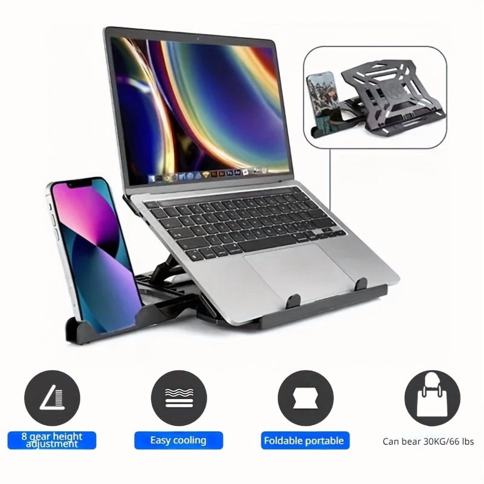 Portable Adjustable Laptop Stand - ABS Material, Height-Adjustable, Cooling Function, Rotatable Base for 13-15 Inch Laptops, Office Desk Accessory