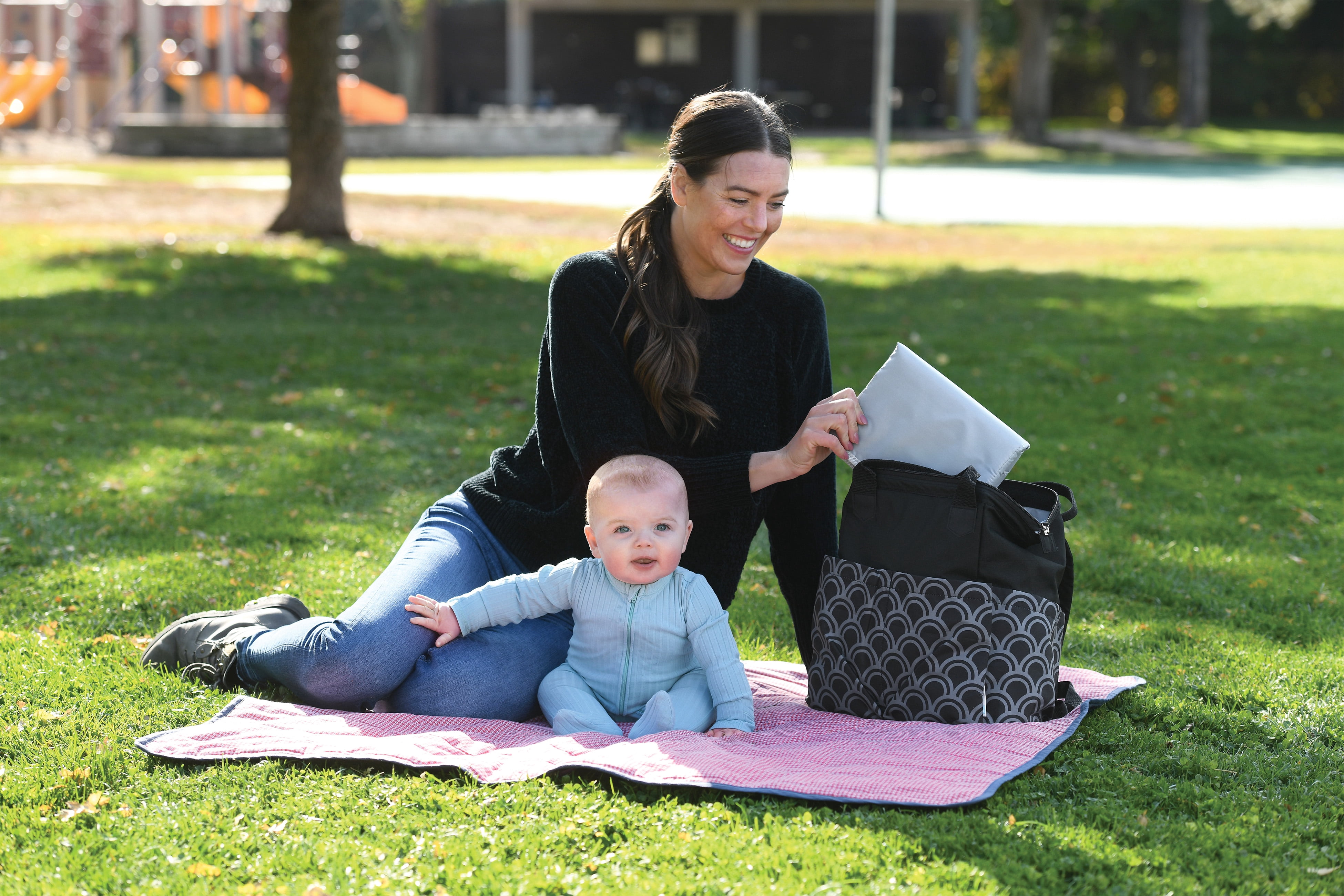 On the Goldbug Black Framed Diaper Bag