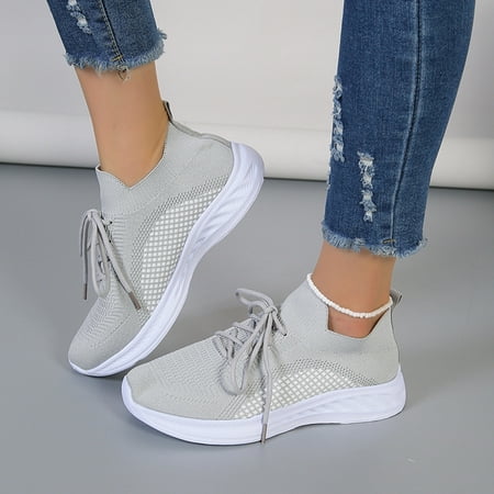 

XIAQUJ Women Sneakers Fashionable Color Matching New Pattern Summer Mesh Breathable Comfortable Lightweight Non Slip Lace up Casual Shoes Women s Fashion Sneakers Grey 7.5(39)