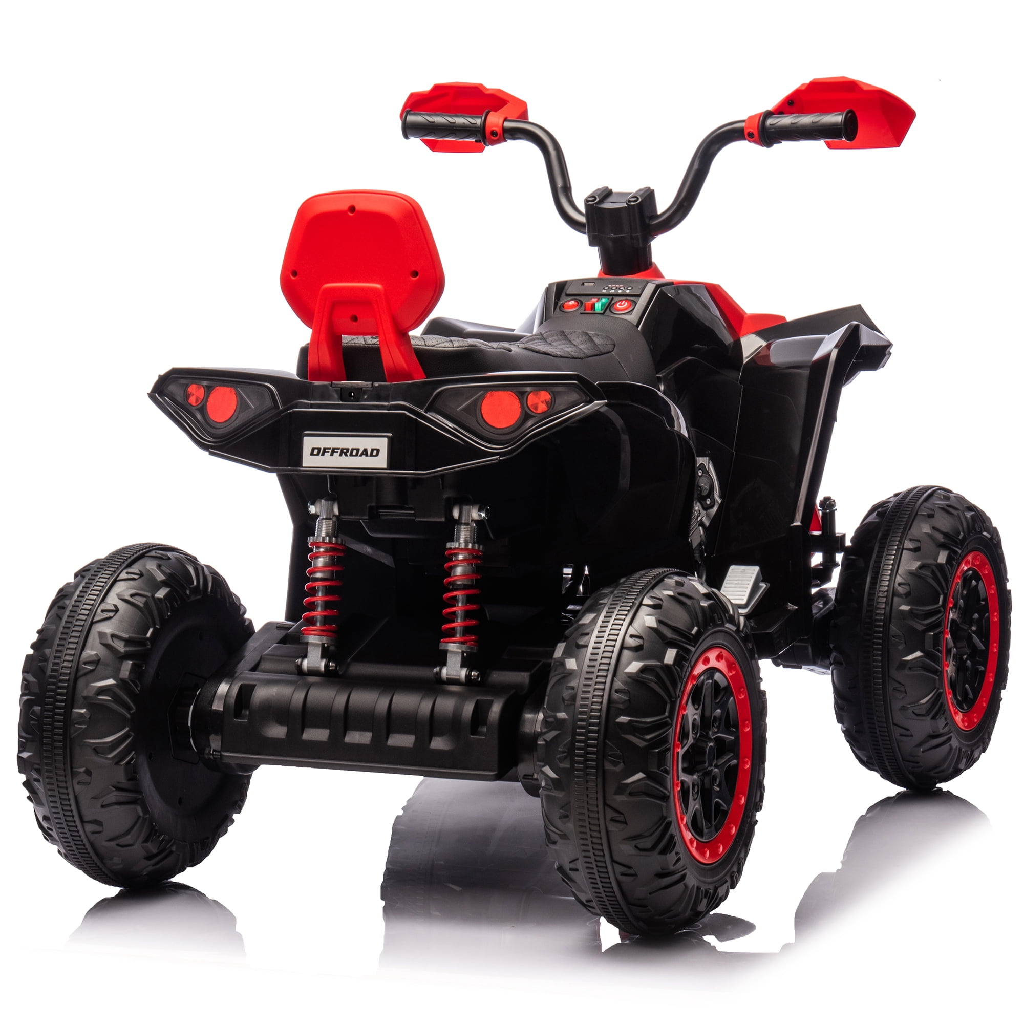 24V 2 Seater 4WD Ride on Toys ATV for Kids 4*200W 4-Wheeler Quad w/ MP3 LED Lights Music, Red