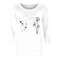 thumbnail image 3 of Tops de Cuello Redondo para las Mujeres Moda Impresa 3/4 Mangas Blusa Casual Top, Estante de Imitación, 3 of 5