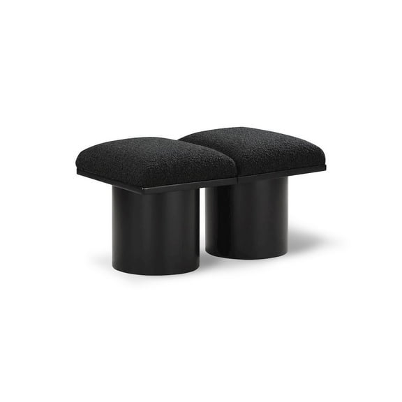 Meridian Furniture Pavilion Black Boucle Fabric Bench