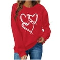 thumbnail image 2 of WXLWZYWL Valentine's Day Sweatshirts for Women Heart Print Crewnck Pullover Tops Long Sleeve Shirts, 2 of 6