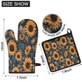 thumbnail image 6 of Blue Sunflower Golden Leaf Pattern Kitchen Oven Mitt and Pot Holder Sets 2 Pcs for Baking, Cooking and Grilling, Heat Resistant Up To 392 °F, 6 of 7