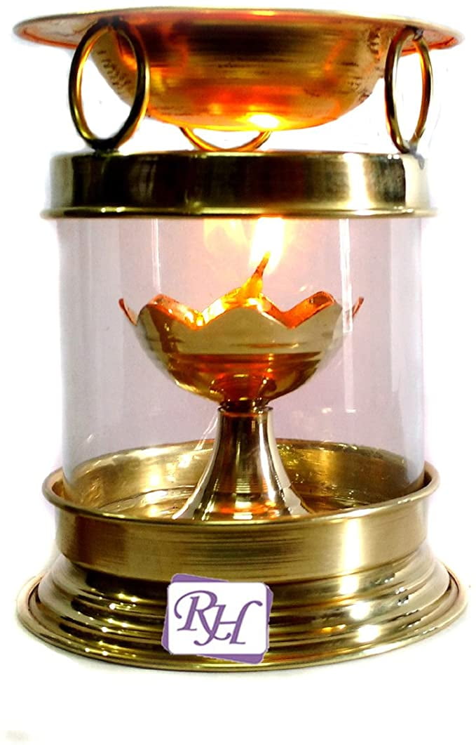 Rastogi Handicrafts Brass Aromatherapy Oil Burner Hindu Puja Deepak Oil