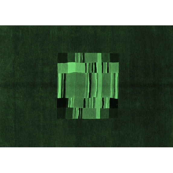 Ahgly Company Indoor Rectangle Abstract Emerald Green Modern Area Rugs, 6' x 9'