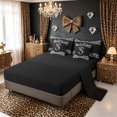 thumbnail image 5 of Meiyoeat Cheetah Print Bow S Letter Full Size Bedding Sets for Women Girls, Bling Diamond Full Size Bed in a Bag, Black White, Black Reversible, 7pcs, 5 of 6