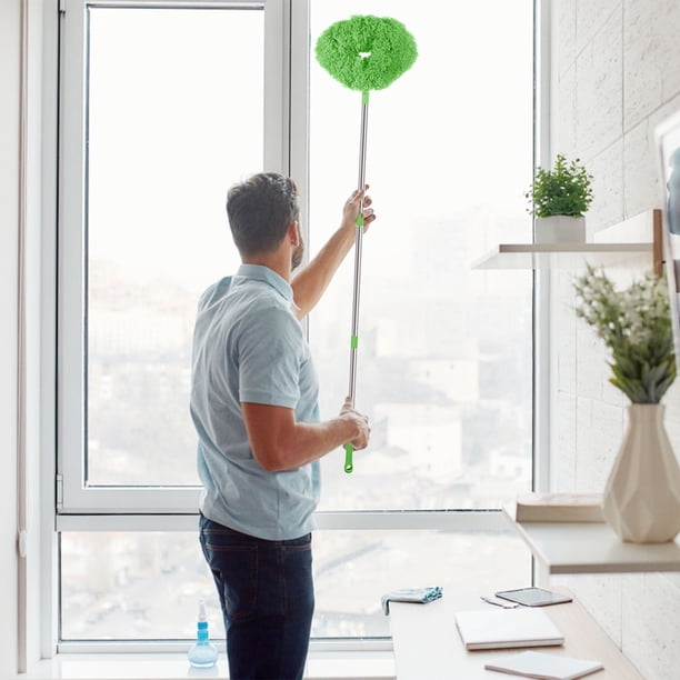 Cepillo telescópico para ventiladores de techo con mango extensible, plumero de fibra para aspas de ventiladores, lámparas, persianas y rejillas de ventilación, herramienta de limpieza suave y