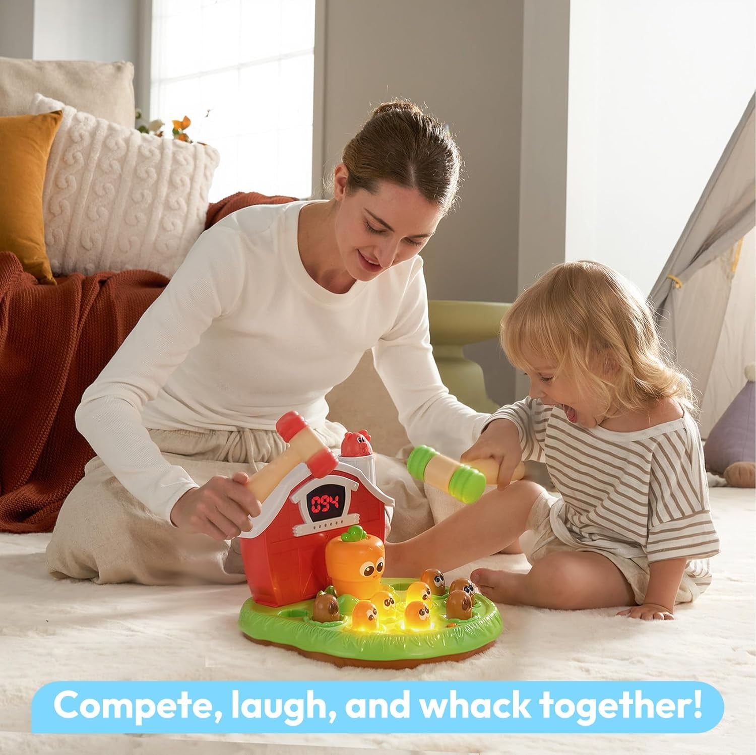 lalalark Whack Game Mole for Toddlers 2 3, Pounding Game with Light & Sound, Interactive Educational Toy with 4 Modes & 40 Levels, Baby Toy for Early Learning, Christmas Birthday Gift for Kids 4 5