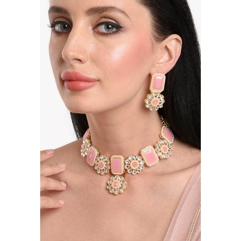 Efulgenz Crystal Necklace Set Bridal Jewelry Kundan Faux
