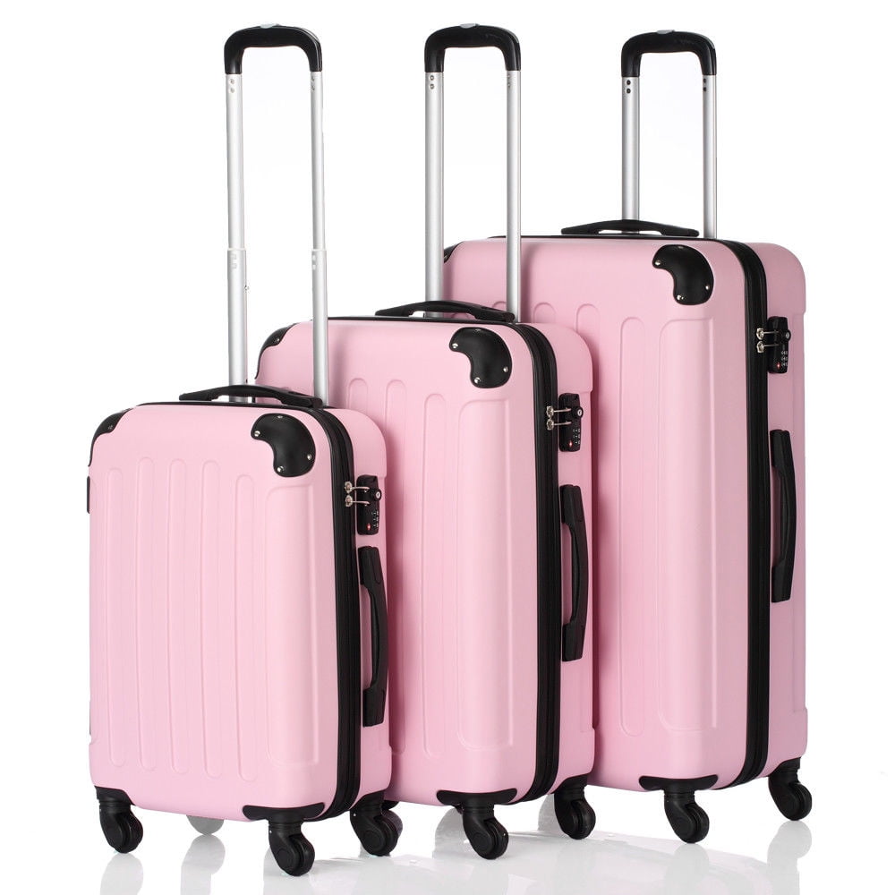 Zimtown - 3Pcs 20/24/28 Luggage Travel Set Bag TSA Lock Trolley Carry On Suitcase Pink - Walmart ...