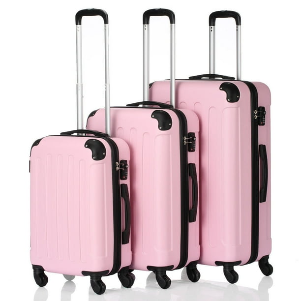 Zimtown 3Pcs 20/24/28 Luggage Travel Set Bag TSA Lock Trolley Carry On Suitcase Pink Walmart
