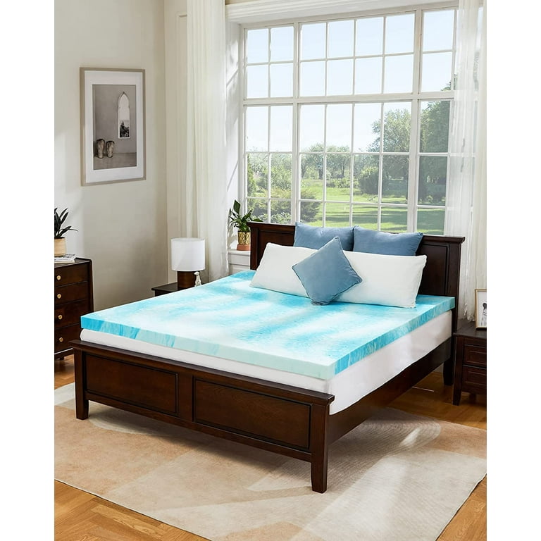Two Firmness Mattress Topper PERLECARE 3 Inch Full Memory Foam Mattress Topper, Cooling Gel Infused Mattress Pad, Ventilated Bed Topper For Pressure Relief, CertiPUR-US Certified, Blue Twin Xl Mattress 4 thumbnail image