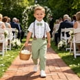 thumbnail image 2 of mgoYE Toddler Baby Boy Clothes Suit Gentleman Wedding Outfits 18 24 Month 3t 4t 5t, Formal Dress Shirt with Bowtie + Suspender Pants Size 12-18M, 2 of 9
