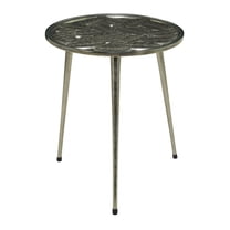 DecMode 20" x 22" Silver Aluminum Accent Table with Clear Glass Top, 1-Piece