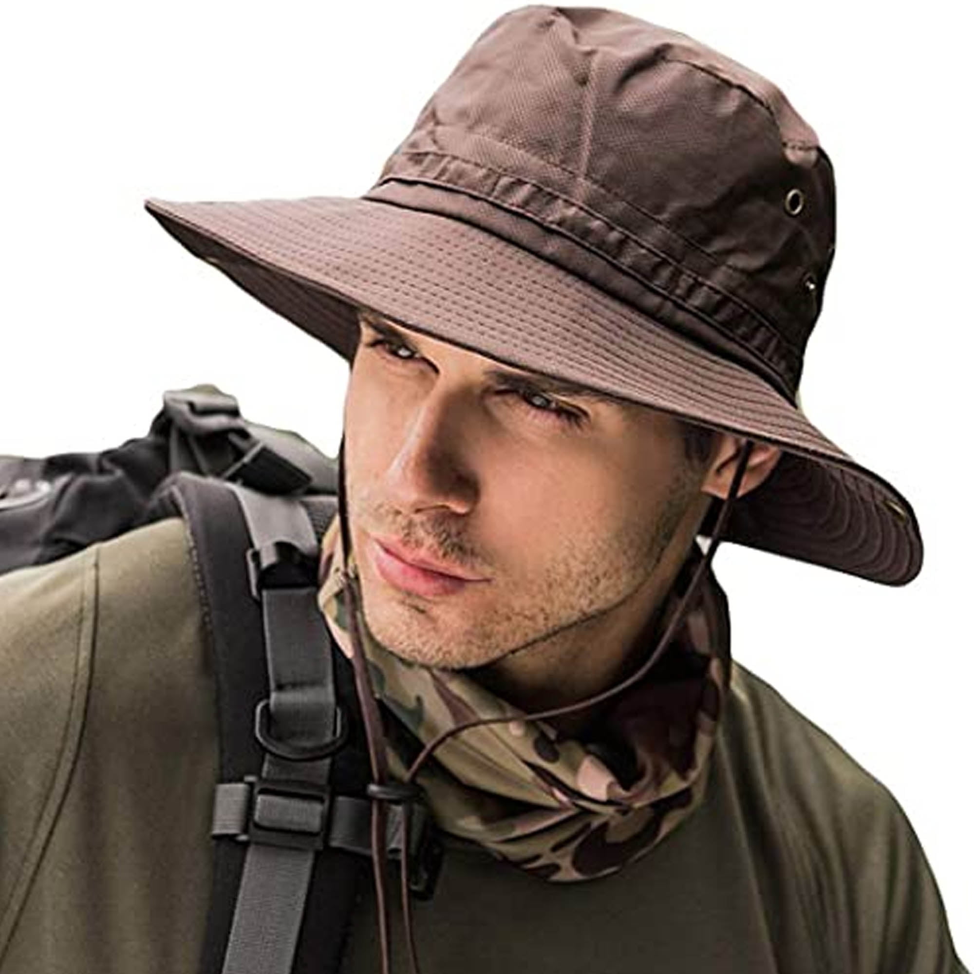 Unisex Bucket Hat Neck Cover Flap Sun Boonie Wide Brim Fishing Camo Outdoor  Cap
