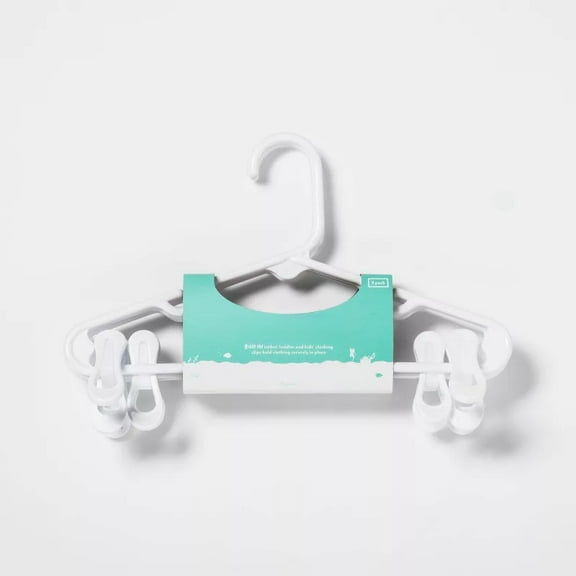 3 pk White Kids' Hanger with Clips