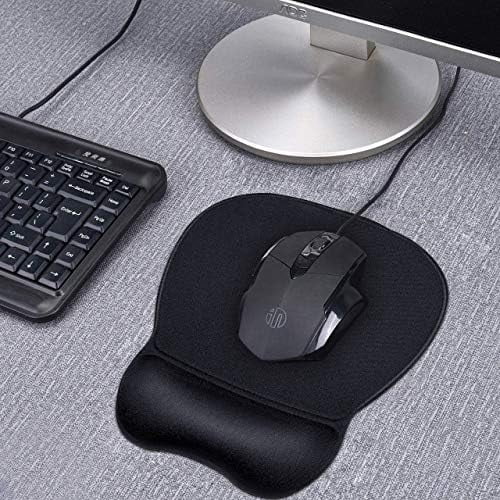 Tekola Ergonomic Mouse Pad with Gel Wrist Support, Comfortable Mousepad with Smooth Wrist Rest Surface and Non-Slip PU Base for Pain Relief Computer Laptop Office Home Black, 9.2 x 8.1 in