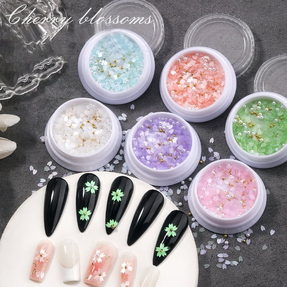 1 Box Nail Art Sequins Ultra-thin Petal 3D Effect Decorative Vivid Color Non-fading Manicure Decoration DIY Cherry Blossoms Nail Glitter Flakes Nail Accessories