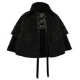 thumbnail image 2 of Hvyesh Mens Victorian Cloaks Renaissance Double-Layer Lace Up Cape Steampunk Gothic Western Capelet Short Cloak, 2 of 6
