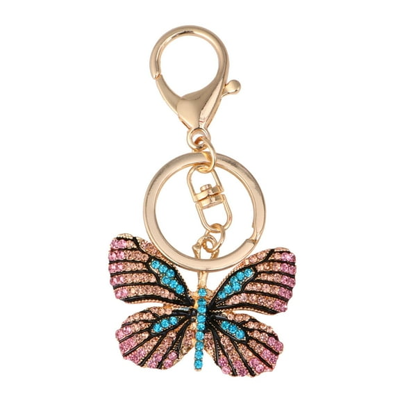 Masteelf 2 pcs Shape Keychain Rhinestone Keyring Metal Bag Pendant Gift Key Chains for Women Kids Light Blue