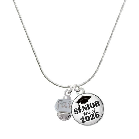 Delight Jewelry Silver-tone Faith on White Spinners – Silvertone Senior Class of 2026 Dome Necklace 18