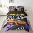 thumbnail image 2 of Homewish Extreme Sports Game 7-Piece Bedding Comforter Set,Speed Race Car King Bedding Sets,Purple Orange Yellow Bed Sheets For Boys Kids,Microfiber Bedroom Decor Reversible, 2 of 8