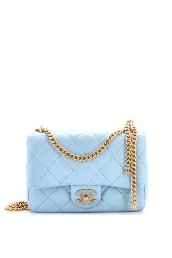 Pre-Owned Pending CC Square Flap Bag Quilted Lambskin Small By Rebag