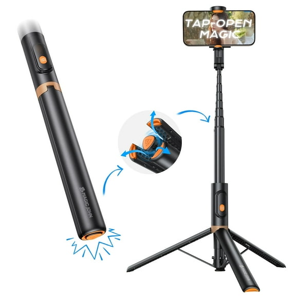 Magic John Smart Selfie Stick 5 in 1 with Tripod Automatic Opening Pop-Up Phone Tripod